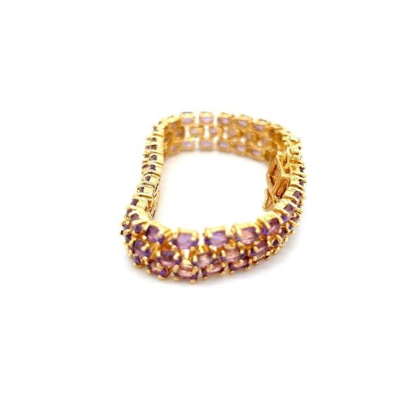 3-Rows Amethysts Bracelet - Picture 4 of 7